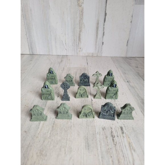Dept 56 graveyard tombstones set cross Halloween Rip - Picture 1 of 10